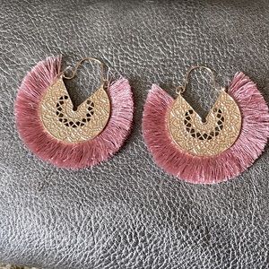 Rose pink fringe earrings